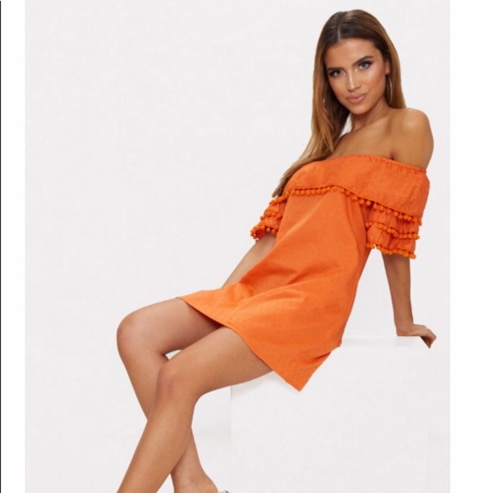 PrettyLittleThing Orange Strapeless Sundress